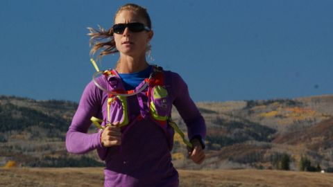 CrossFit athlete Jenny LaBaw is seen here at the 400-mile mark of a 500-mile run through the Rocky Mountains, from New Mexico to Wyoming. She is raising money for the Epilepsy Foundation of America.