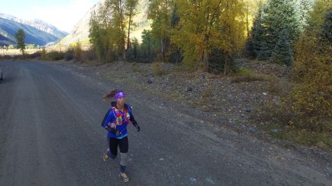 LaBaw's run is expected to end on October 19, after one month. Here she is running near Silverton, Colorado.