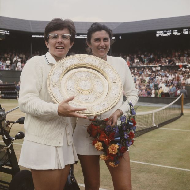 King won half of her 12 career majors at Wimbledon, between 1966 and 1975. She was also instrumental in the formation of the Women's Tennis Association in 1973 that battled for equality in the sport.
