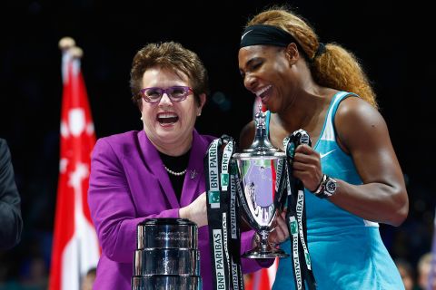 King says there is still some way to go to alter attitudes in tennis. She told CNN a New York Times article on the body shape of world No.1 Serena Williams this year drove her crazy: "So what? stop evaluating us. I mean, she is probably the all-time great. So stop it. Talk about her accomplishments."