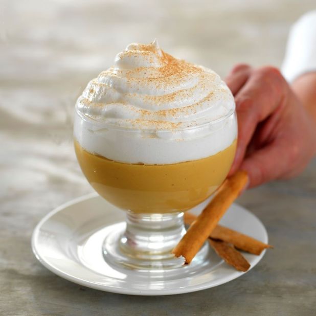 A double-layered treat with a high sugar content, suspiro a la limena's gooey base is made from manjar blanco caramel (also known as dulce de leche) then draped with Port-infused meringue and a sprinkle of cinnamon.