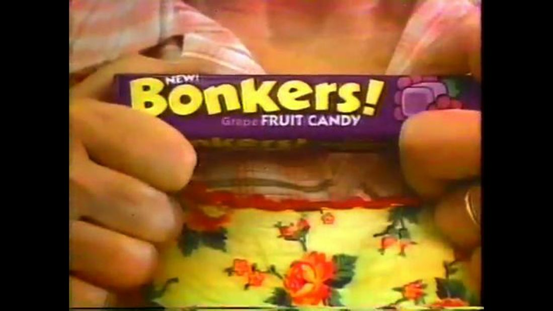 Bonkers were Starburst-like chews that featured a fruit filling. Introduced by Nabisco in the '80s, they were phased out a decade later. In 2014, Leaf Brands picked up Bonkers, but the company is still in the process of arranging distribution. One wonders if they'll also <a href="https://www.youtube.com/watch?v=Bf9i-XVeFBY" target="_blank" target="_blank">bring back the commercials</a>.