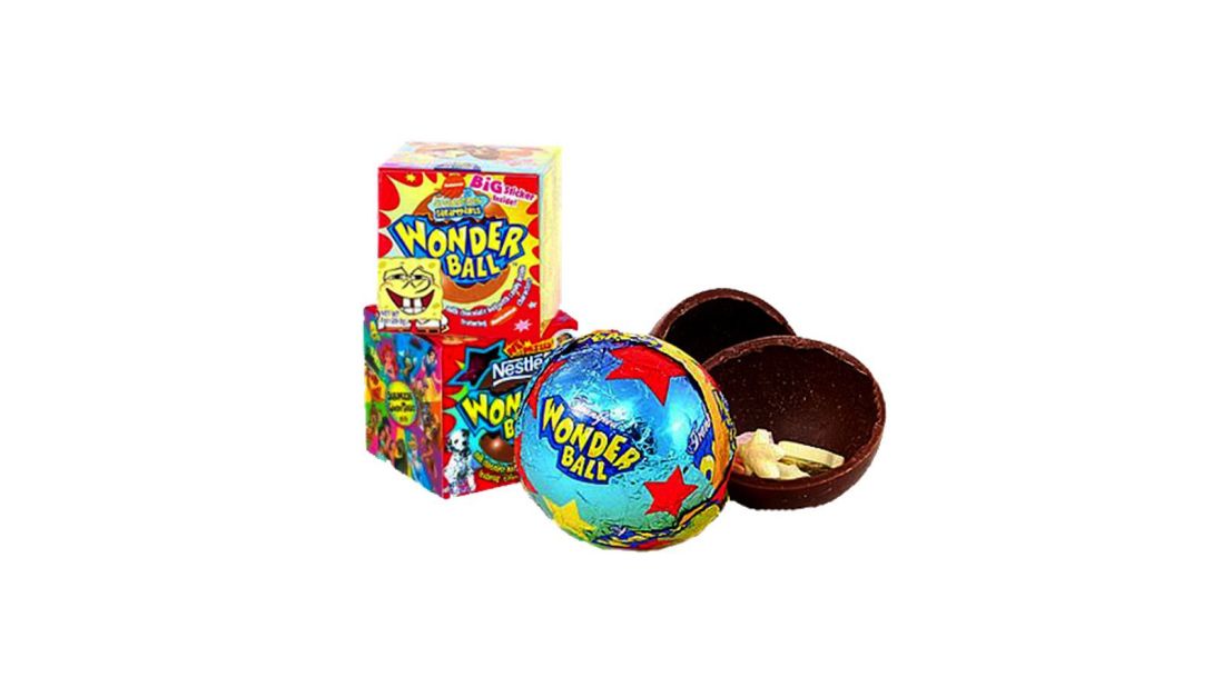 Originally the Nestle Magic Ball, the Wonder Ball was a hollow chocolate ball filled with candy. It was introduced in the '90s, reworked and reintroduced in 2000. But even that edition lasted only until 2004. They <a href="http://www.nationwidecandy.com/snacks/items/10655.htm" target="_blank" target="_blank">do exist online</a> -- now made by Frankford -- but have long disappeared from stores. <a href="https://www.youtube.com/watch?v=po915tRgLOY" target="_blank" target="_blank">So much for candy surprises</a>.