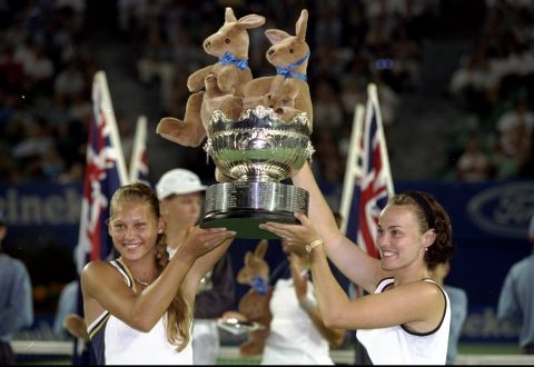 Kournikova and Hingis won their first grand slam doubles title at the 1999 Australian Open in Melbourne. 