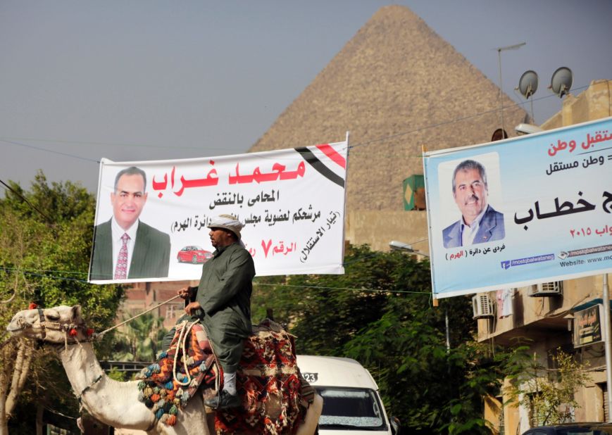 Even Egypt's most famous monuments, the pyramids, have become campaign sites.