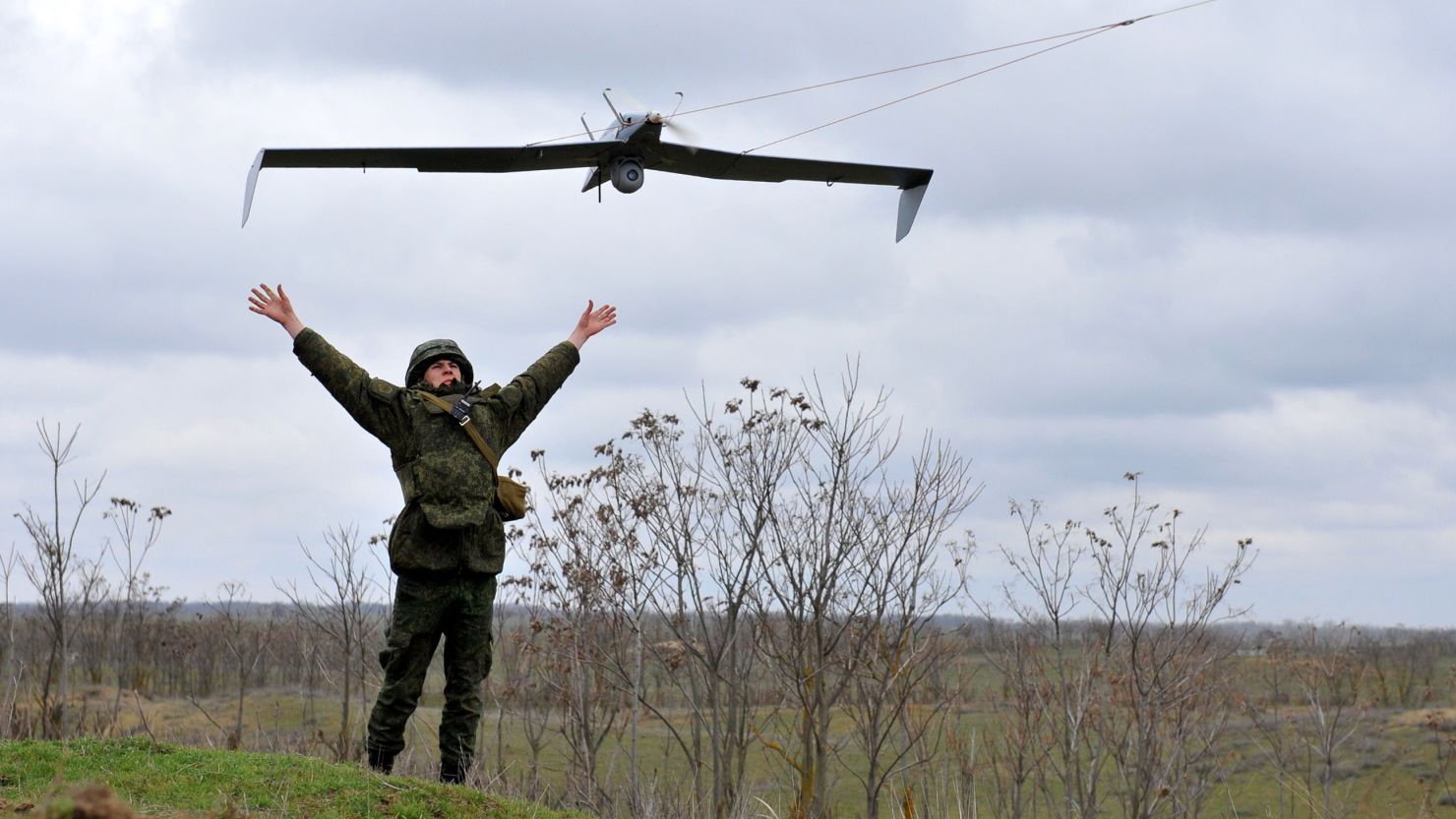Russia is believed to have about 800 unarmed drones, many of them smaller vehicles similar to this one being deployed as part of Russian military drills in March.