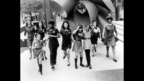 <strong>1960s:</strong> In this picture from the 1960s, the four Brownie, Junior, Cadette, Senior and Adult age levels are all represented. There are now six  levels for Girl Scouts, starting with Daisies in kindergarten and grade 1, and going up to Ambassadors for grades 10-12. 