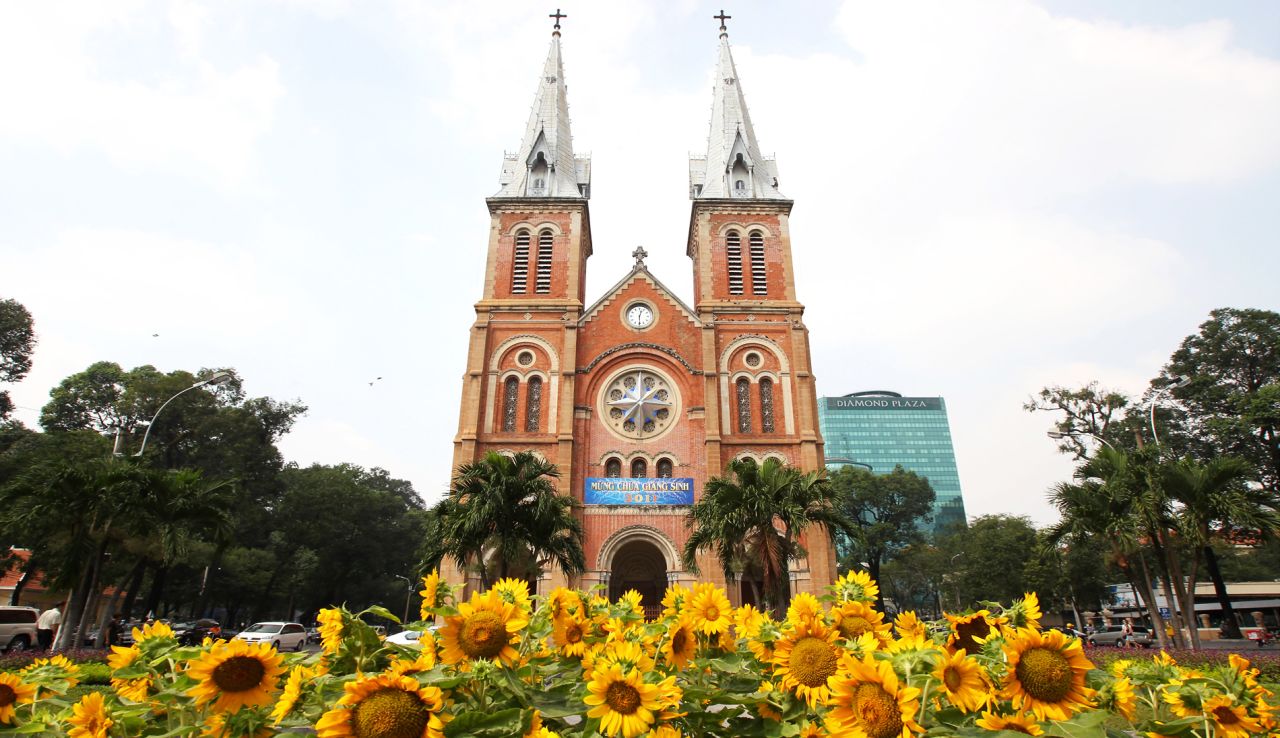 Built during the French colonial period, Saigon Notre-Dame Basilica has been standing since the 1880s. Huge crowds flocked to the church in 2005 after a statue of the Virgin Mary was rumored to have shed tears.