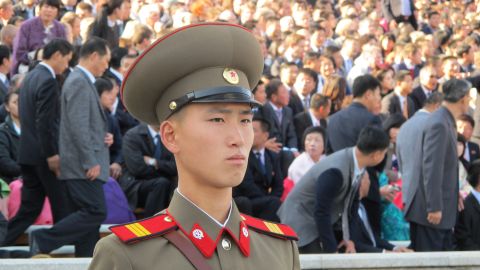 During a carefully choreographed show of strength to mark the <a href="http://edition.cnn.com/2015/10/10/asia/north-korea-military-parade/">70th anniversary of the ruling Korean Workers' Party</a> in October 2015, a soldier marches across Pyongyang's Kim Il Sung Square.