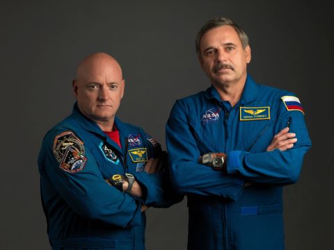 Kelly is joined on the one-year mission by Russian cosmonaut Mikhail Kornienko.