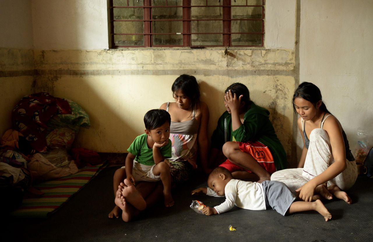 Evacuees stay at the Barangay Health Center at Dupax del Norte, Philippines, on October 18.