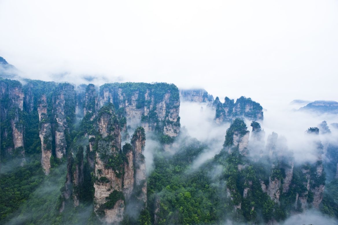 <strong>Zhangjiajie, Hunan: </strong>The giant quartz sand pillars of Zhangjiajie are said to have been the inspiration for James Cameron's floating mountains on the planet Pandora in his Oscar-winning movie "Avatar."