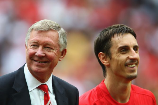 He played his entire Old Trafford career under one manager -- Alex Ferguson. The Scot, widely regarded as one of the greatest coaches of all time, helped Neville win eight English Premier League titles and two European Champions League crowns during his time at the club.