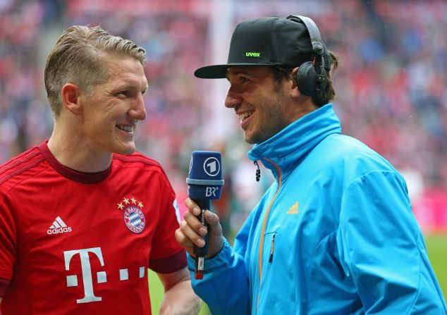 Last seen singing with Usain Bolt at Oktoberfest, Felix Neureuther is no stranger to mixing it with other sports - seen here interviewing Bastian Schweinsteiger when he was still a Bayern Munich player. On the slopes, he's a slalom specialist.