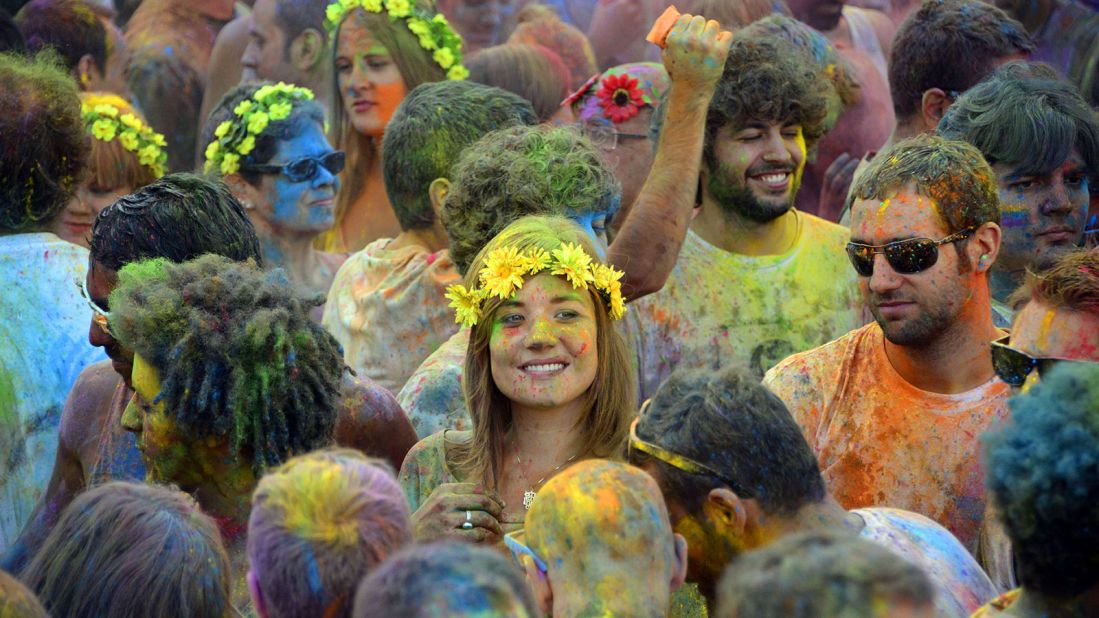The riot of color that is India's Holi festival is enjoyed around the world (Spain is pictured here).  But it retains a special significance in Mathura, the spot revered as Krishna's birthplace.