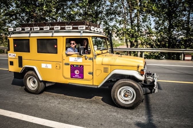 A vintage Toyota 4x4 rode alongside us.