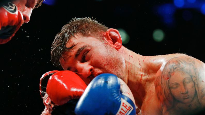 Nathan Cleverly is hit by Andrzej Fonfara during a light-heavyweight bout in Chicago on Friday, October 16. Fonfara won by unanimous decision.
