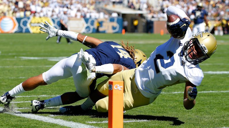 Ricky Jeune scores a touchdown for Georgia Tech during a home game against Pittsburgh on Saturday, October 17. Pittsburgh won the game on a 56-yard field goal by Chris Blewitt.