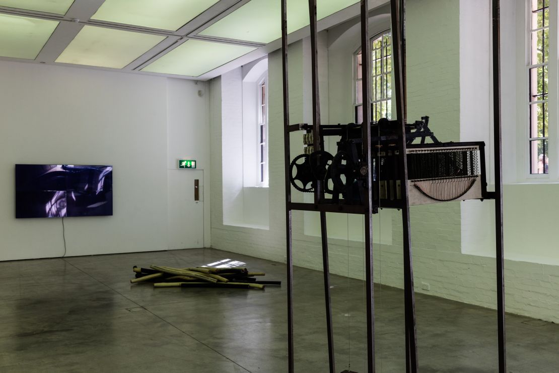 Installation view of "Eloise Hawser: Lives on Wire" at the Institute of Contemporary Arts London