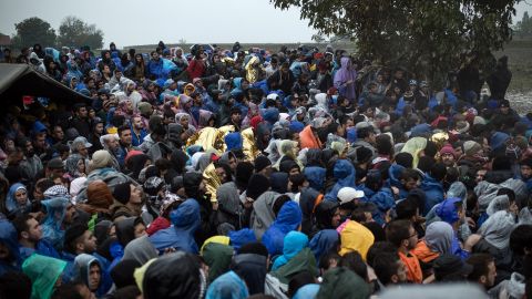Migrants in Berkasovo waiting to enter Croatia on Monday. "We have families, pregnant women, small babies, the elderly, three generations of families, an old woman in a wheel chair," said Melita Sunjic of the U.N. refugee agency.