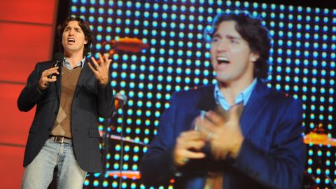 Trudeau addresses youths at Free the Children's National Me to We Day event in Toronto in October 2008. The annual event aims to empower young people to make a difference in their communities.