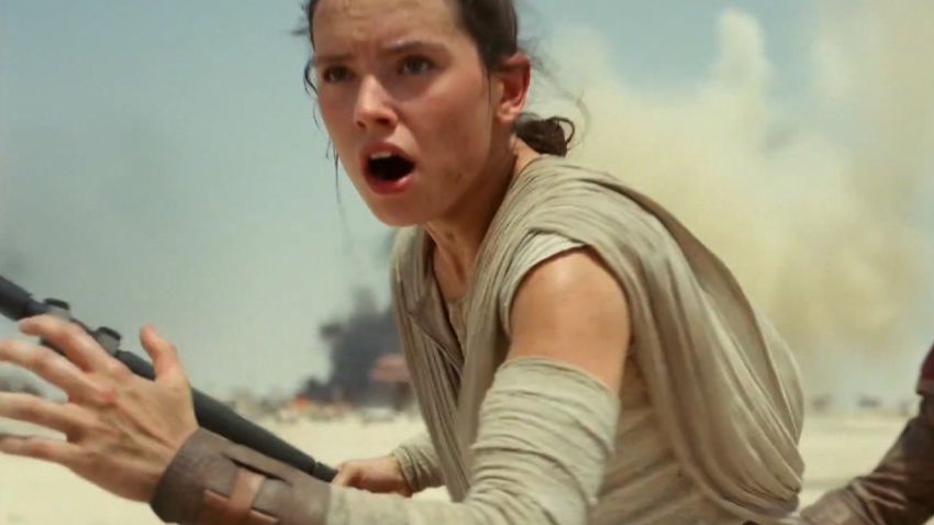 Actress Daisly Ridley is seen in the trailer for Star Wars: The Force Awakens.
