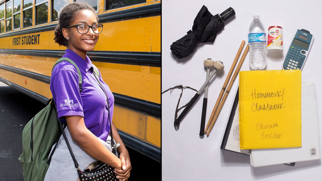 Chinara, a 10th-grade student at KIPP Atlanta Collegiate, said chemistry is her favorite class and she wishes she could stop carrying her notecards for studying world history.