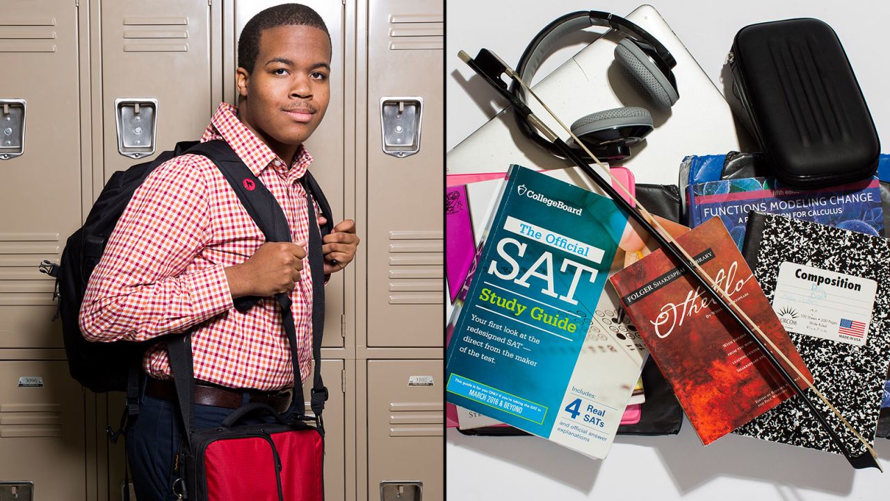 Myles, an 11th-grade student at Westminster Upper School, said he stopped carrying his cello home most days and stopped carrying his computer in order to lighten his load. Still, he has to carry his history book all the time -- there's reading to do every night.