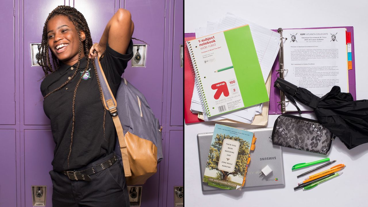 Sherrell, a 12th-grade student at KIPP Atlanta Collegiate, said she loves reading and writing, and she uses her laptop daily to write college essays and look for scholarships. But if she could stop carrying anything? "The whole bookbag," she said.