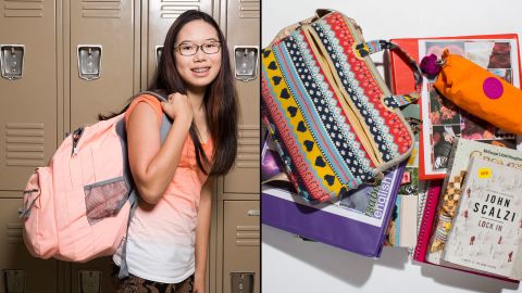 Isabella, a ninth-grade student at Westminster Upper School, said she's gotten used to carrying a heavy backpack, but she would rather use her computer than bulky textbooks.