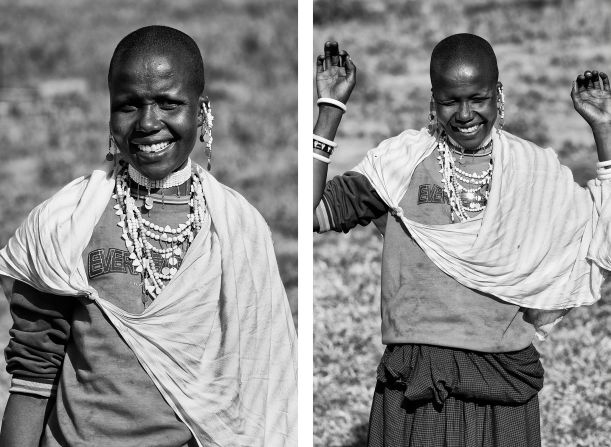 <strong>Sindani Langanani Mollel, Tanzania:</strong> <br /><br />"Even if life is quite tough, I wouldn't change anything. We have the basics: a home and water," said Mollel, 32. A mother-of-five from Emairete, a Maasai village in rural Tanzania, Mollel got married at the age of 13 and says she now feels quite old. <br /><br />"It was very impressive to see how happy she looked despite all the problems she had in her life," photographer Domingues said.