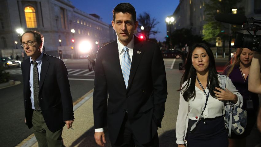 U.S. Rep. Paul Ryan (C) walks to the U.S. Capitol for a series of votes and a meeting with House Republicans October 20, 2015 in Washington, DC.