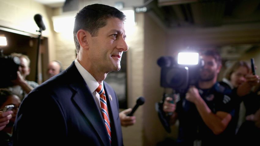 House Ways and Means Committee Chairman Paul Ryan (R-WI) heads for House Republican caucus meeting in the basement of the U.S. Capitol October 9, 2015 in Washington, DC.