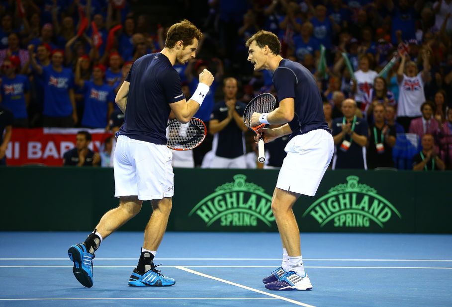 Andy and Jamie have gone from brawling as boys to being the "Braveheart" brothers in Great Britain's Davis Cup team. They won doubles matches as a pair in the quarter and semifinals, with Andy winning his singles matches, as Team GB reached its first final in the competition since 1978.
