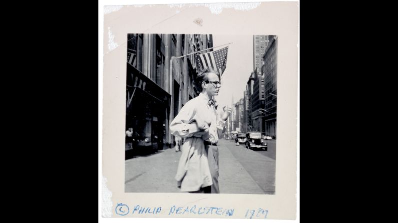 Artist Philip Pearlstein took this photo of Andy Warhol crossing the street in New York City circa 1949. It was snapped just after the two had graduated from the Carnegie Institute of Technology, before Warhol became famous.