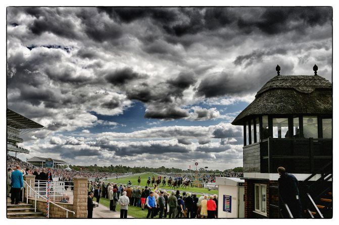 A general view as runners finish The 888sport Stakes at York racecourse in May 2015 in York. The course is located on the Knavesmire in the heart of the city and it's where highwayman Dick Turpin was hanged in 1739.