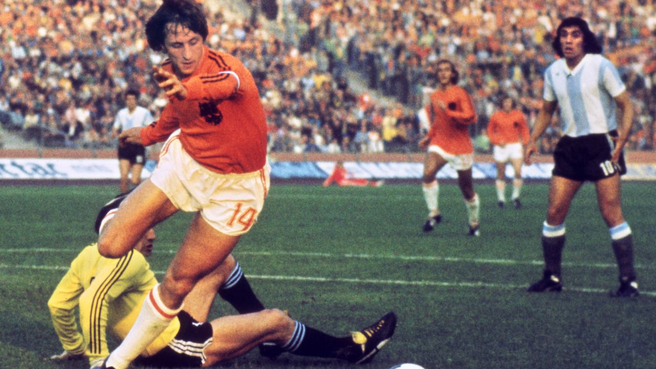 Cruyff reached the 1974 World Cup final with the Netherlands, who were lauded for their 'Total Football' style, but were beaten 2-1 by West Germany