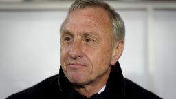 Catalonia's coach Dutch Johan Cruyff looks on during a friendly football match between Catalonia National Team and Tunisia National Team at Lluis Companys Olympic stadium in Barcelona on December 30, 2011.   AFP PHOTO/ JOSEP LAGO (Photo credit should read JOSEP LAGO/AFP/Getty Images)