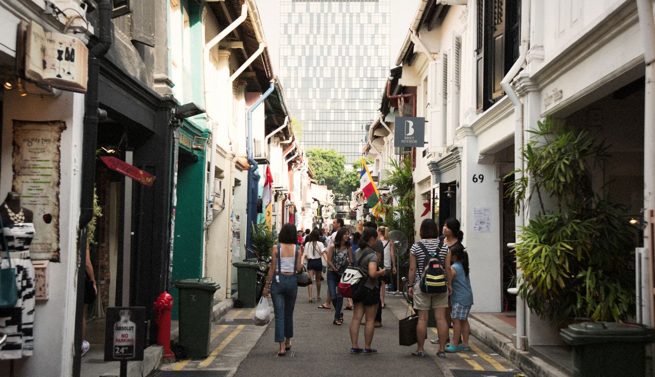 Shoppers, foodies, buskers and revelers -- Haji Lane attracts all walks of life with its clothing stores, bookstores and even bars that allow semi-professional karaoke sessions if it's late enough.
