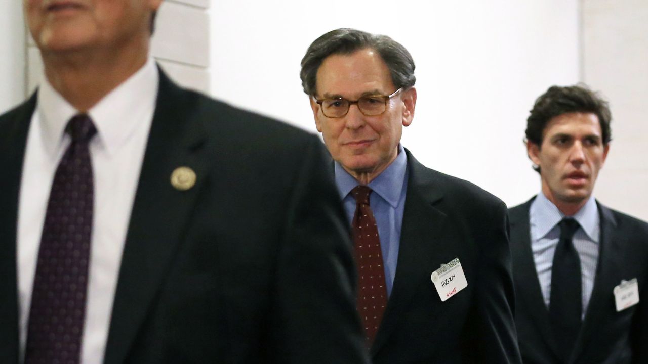 Sidney Blumenthal (center), a longtime advisor to former President Bill Clinton and former Secretary of State Hillary Clinton, arrives to be deposed by the House Select Committee on Benghazi in the House Visitors Center at the U.S. Capitol June 16, 2015 in Washington, D.C.