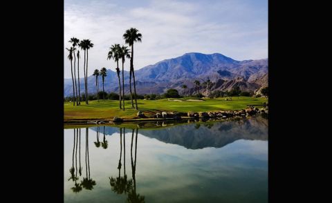 At this course, you would be forgiven for deliberately aiming your ball towards the water hazard. The still, crystal water creates the perfect canvas to mirror the backdrop of palm trees and mountains. <a href="https://instagram.com/channingbenjaminphotography/" target="_blank" target="_blank">@channingbenjaminphotography</a> described it as: "The best!"