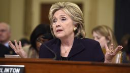 Former Secretary of State Hillary Clinton testifies before the House Select Committee on Benghazi on Capitol Hill on October 22, 2015.