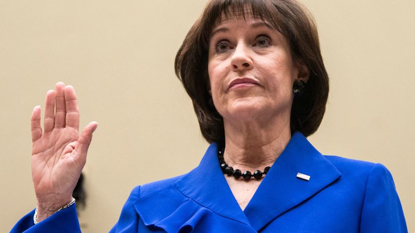 Lois Lerner, former director of the Tax Exempt and Government Entities Division at the Internal Revenue Service(IRS), is re-sworn-in for a continuation of a hearing of the House Oversight and Government Reform Committee on Capitol Hill March 5, 2014 in Washington, DC. The committee held the hearing to see if the Internal Revenue Service has been targeting US citizens based on their political beliefs.  Lerner once again invoked her Fifth Amendment right not to testify.  AFP PHOTO/Brendan SMIALOWSKI        (Photo credit should read BRENDAN SMIALOWSKI/AFP/Getty Images)