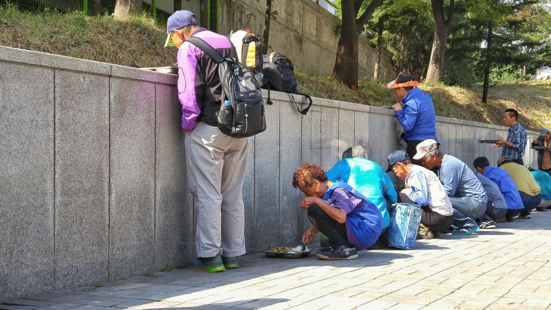 Children traditionally have taken care of their aging parents but that social structure has broken down over the years, leaving many elderly unable to feed themselves.