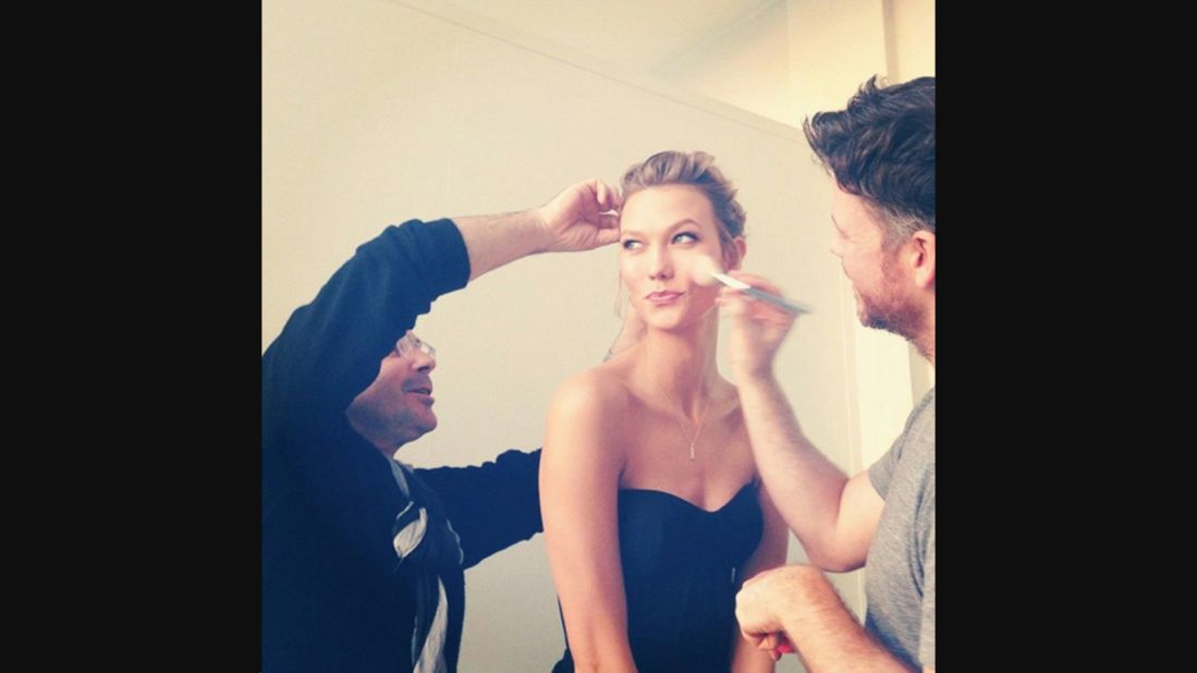 Bailey posted this <a href="https://instagram.com/p/wxzrszvhqh/?taken-by=byjakebailey" target="_blank" target="_blank">Instagram photo </a>of Karlie Kloss getting ready for 2014  People Magazine Awards in December. "Working on a face like that is no work at all," he wrote in the caption.