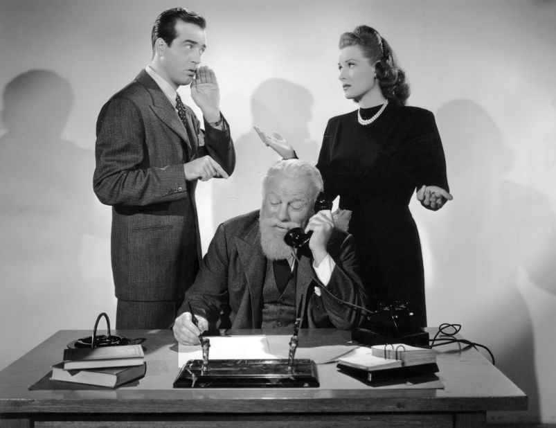 O'Hara appears with John Payne and Edmund Gwenn (Kris Kringle) in a scene from "Miracle on 34th Street" in 1947. The film also starred a young Natalie Wood.