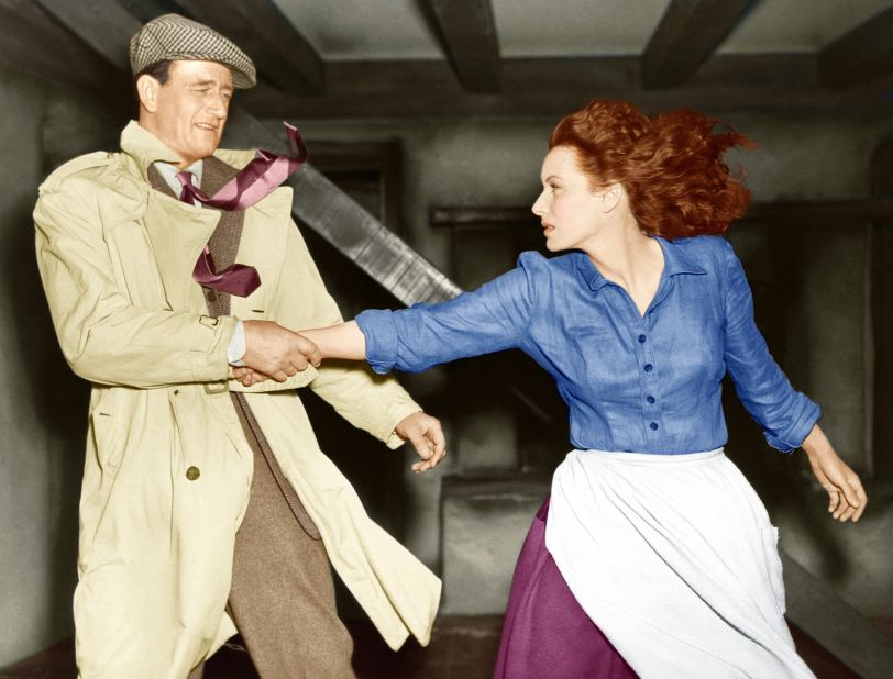 John Wayne and Maureen O'Hara appear in 1952's "The Quiet Man," directed by John Ford. It was the second time O'Hara and Wayne appeared on screen together. 