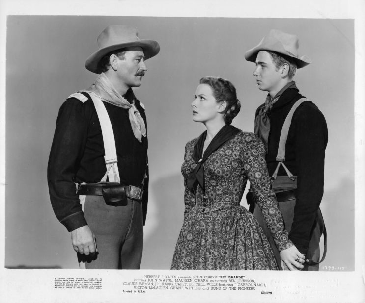 John Wayne, O'Hara and Claude Jarman Jr. in 1950's "Rio Grande."