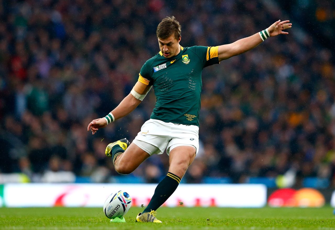 Handre Pollard of South Africa found his range with four successful kicks against the All Blacks as his team led 12-7 at the half. 