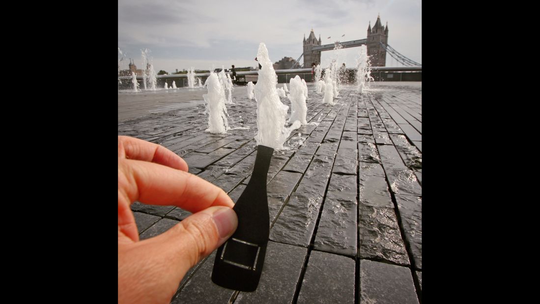 McCor was apparently thinking about the weekend when he re-imagined these fountains near London's Tower Bridge.